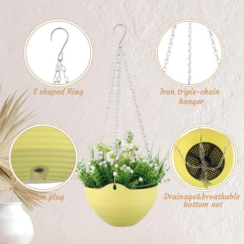 Zopeal 16 Pack Self Watering Hanging Planters, 8 Inch, Colorful, Resin Material with Metal Chain, Suitable for Indoor and Outdoor Plants