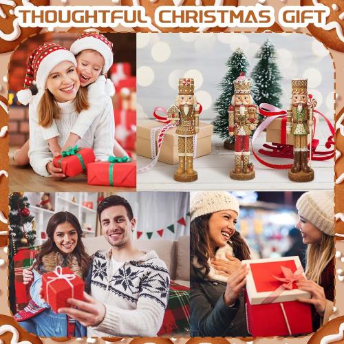 3 Pcs Gingerbread Nutcracker Figures Christmas Resin Nutcracker Figurines Holding Christmas Cookies, Gingerbread Men and Candy, Soldier Xmas Centerpieces Decor for Winter Table Party Favors