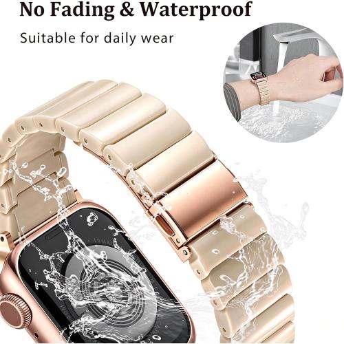 V-MORO Resin Bands Compatible with Apple Watch Band Women,Classic Oatmeal