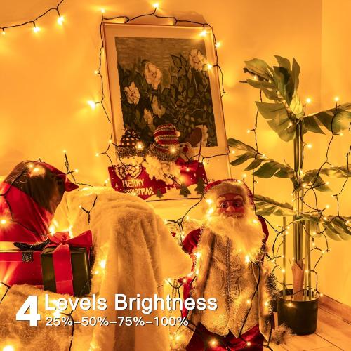 Christmas Tree Lights 98 FT 300 LED, Warm White Christmas Lights Indoor Plug in, 8 Modes Twinkle String Lights for Bedroom Party Ceiling Xmas Home Decorations