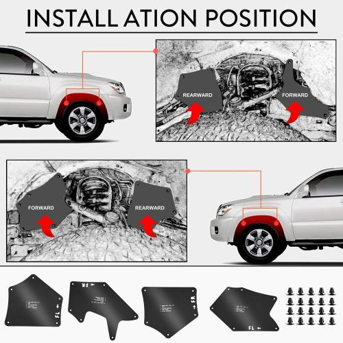 Toyota Tundra Fender Liner Splash Guard - Essential Wheel Well Liners for Tundra Sequoia 2007-2020, Top Toyota Tundra Accessories for Superior Protection(with 20 Clips), Black-D