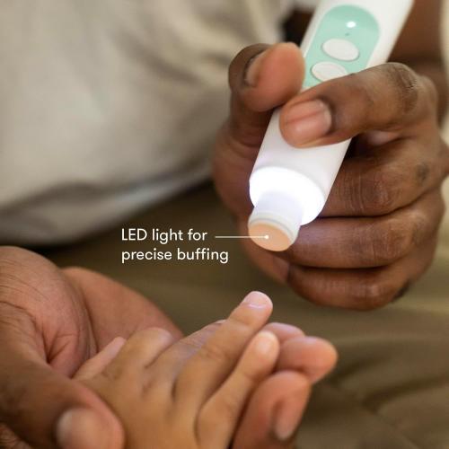 Frida Baby Electric Nail Buffer | Safe   Easy Baby Nail File, Baby Nail Clippers   Nail Trimmer Kit for Newborn, Toddler, Children's Fingernails/Toenails, 4 Buffer Pads, LED Light, Storage Case, White