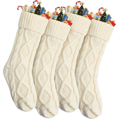 Mr. Pen- Christmas Stockings, 4 Pack, 18 Cream Stockings Christmas, Stockings for Christmas, Stocking Christmas, Cream Knit Stockings Christmas Stocking, Cream Christmas Stockings
