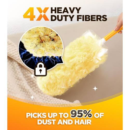 30 Count Heavy Duty Duster Refills for Swiffer, Multisurface 360° Larger Size Dusters with 4X Microfibers, Unscented Disposable Dusters for Cleaning Home, Blinds, Fans, Corners (Only Duster)