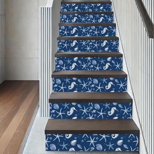 Ocean Sea Life Wallpaper Peel and Stick Vinyl Self-Adhesive Removable Contact Paper Starfish, Seahorse, and Shell Design for Walls Countertops Cabinets Home Decor 15.7x39.4