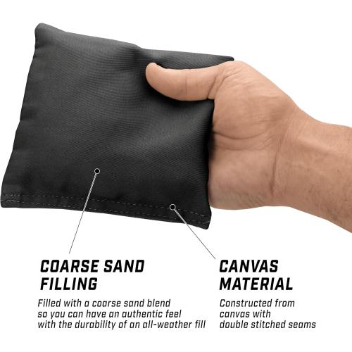 GoSports Classic Cornhole Bean Bags Set of 4-16 Colors Available - Regulation All Weather, Mix and Match BLACK