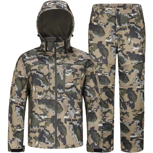UIIHUNT Small Hunting Clothes for Men with Fleece Lining: Safety Strap Compatible Water Resistant Silent Hunting Jacket and Pants