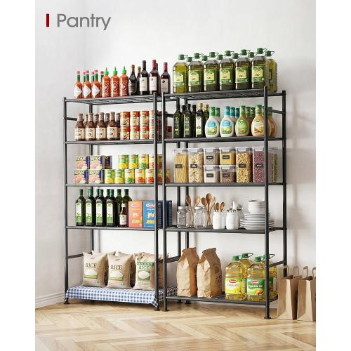 Sakugi Storage Shelves - 5 Tier Shelf Organizer, Heavy Duty Garage Shelving Unit with Leveling Feet, Stable Metal Shelves Organizer for Pantry, Kitchen and Closet, 33.0 W x 12.6 D x 72.0 H, Black