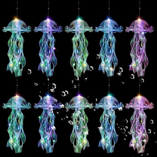 Jellyfish Decor, 10 Pcs Jellyfish Lanterns - Hanging Jelly Fish Decoration for Mermaid Theme Party & Under The Sea Party Decorations, Birthday Gift Supplies for Women Girls Baby (5 Colors)