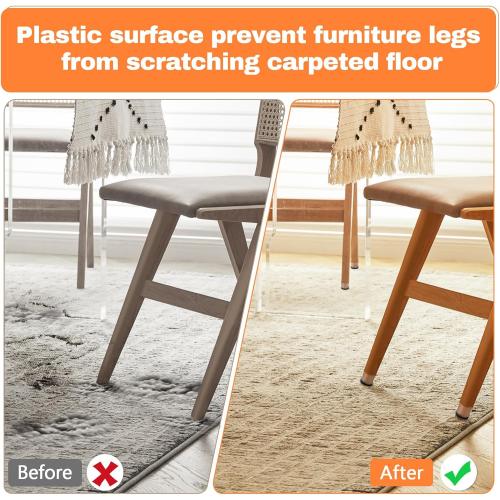 28pcs Chair Leg Protectors for Carpet, Round Chair Feet Glides Covers Caps Furniture Foot Sliders with Plastic Pads Damage-Free Move on Carpets (Fit:1-1/8~1-7/16, Black Bottom)