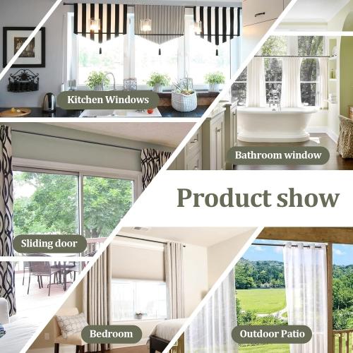 Black Curtain Rods for Windows - 5/8”Heavy Duty Stainless Steel Drapery Rod for Kitchen Bedroom Living Room Bathroom Outdoor Patio,28-76 inch Adjustable Curtain Pole with Modern Flat End