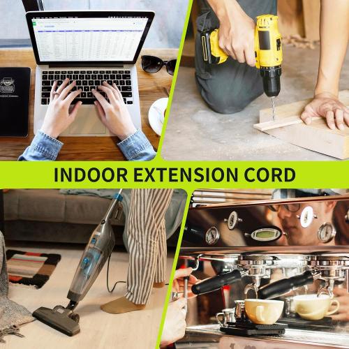 16/3 White Extension Cord 6 FT Indoor, Short Extension Cord