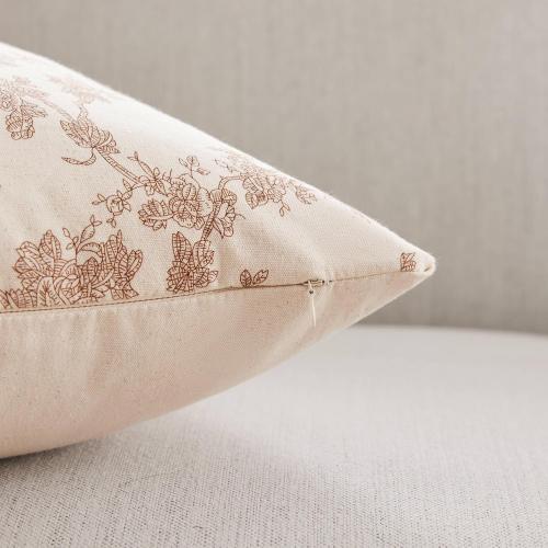 100% Cotton French Pastoral Throw Pillow Covers Set of 2, 16x16 Inch Brown Farmhouse Decorative Cushion Covers for Sofa Bed Living Room Home Decor