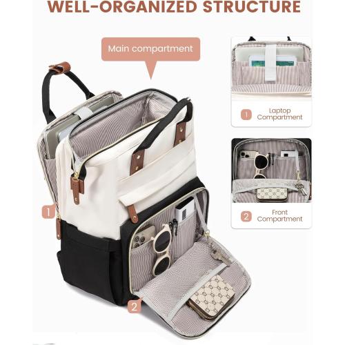 LOVEVOOK Laptop Backpack for Women, 15.6'' Waterproof Nurse Bag Teacher Work Backpack Purse for Women, Travel Computer Backpack for College Office Business Ladies