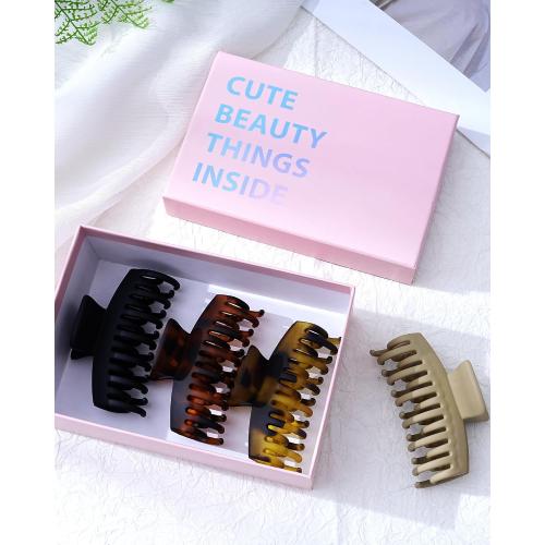 Mesovor 4 Pack 3.5 Double Row Teeth Claw Clips for Thin Fine Hair Non-Slip