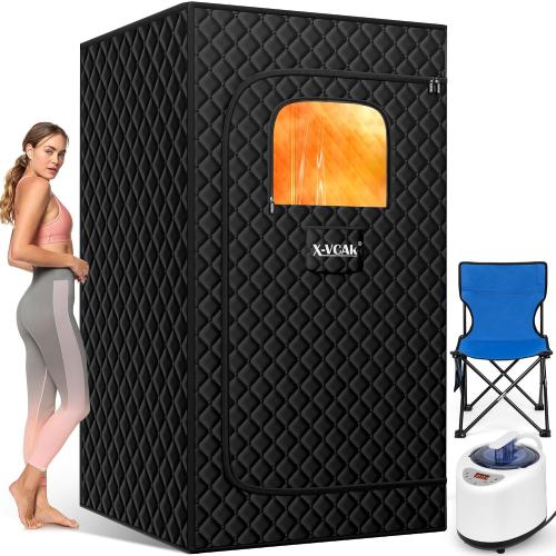 Size 2.6’ x 2.6’ x 5.9 Upgraded Sauna Box for Relaxation, Detoxification, Portable Steam Sauna for Home with Steamer, 9 Levels, 2.6’ x 2.6’ x 5.9’