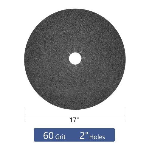 HUAALIUCHE Floor Sanding Disc Cloth-Backed Silicon Carbide，17 x 2 Holes for Concrete, Stone, 60 Grit, 3-Pack