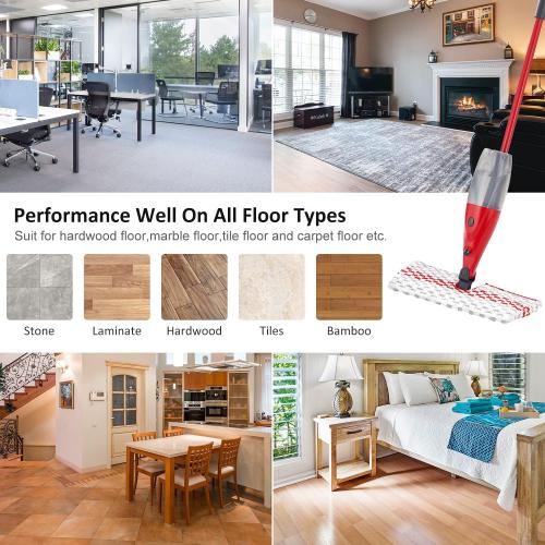 GFRED Microfiber Spray Mop Pads Compatible with Oceda ProMist MAX, Dual-Action Washable Flip Mop Pads Replacement for Dry Wet Floor Cleaning, 3 Packs Red