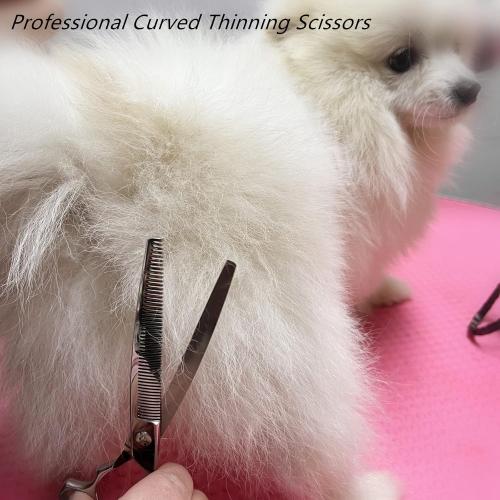 HASHIMOTO Curved Thinning Shears for Dogs,Curved Dog Thinning Shears for Grooming,Cat Curved Blender,50 Teeth,7.0 Inch,30% Thinning Rate,Light Weight.Designed for Pet Groomers or Family DIY Use.