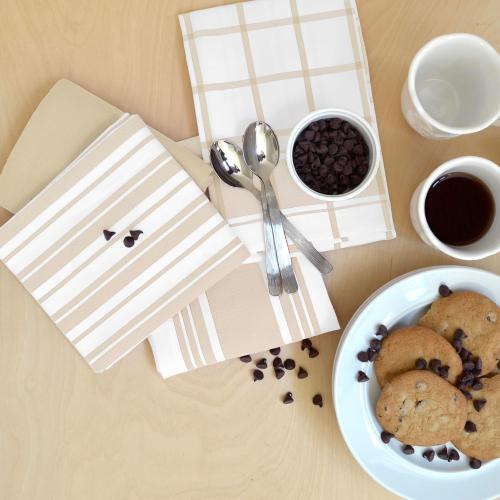 All-Clad Woven Bistro Kitchen Towels: Highly Absorbent, Super Soft Long Lasting - 100% Cotton, 20x30 Dish Towels for Cleaning & Drying Dishes, Pans, Glassware, or Countertops, (6-Pack), Cappuccino