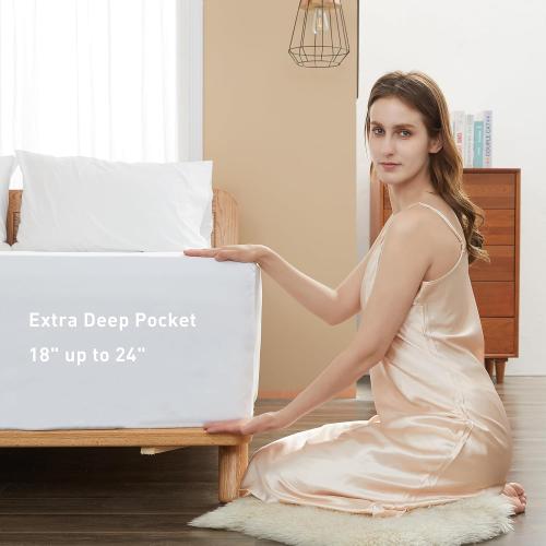 sunflower Extra Deep Pocket Twin Sheet Sets Fits 18-24 in Deep Mattress -100% Cotton Twin Sheet Set, White Hotel Luxury Soft Breathable Sheet Sets for Twin Bed Deep Pocket