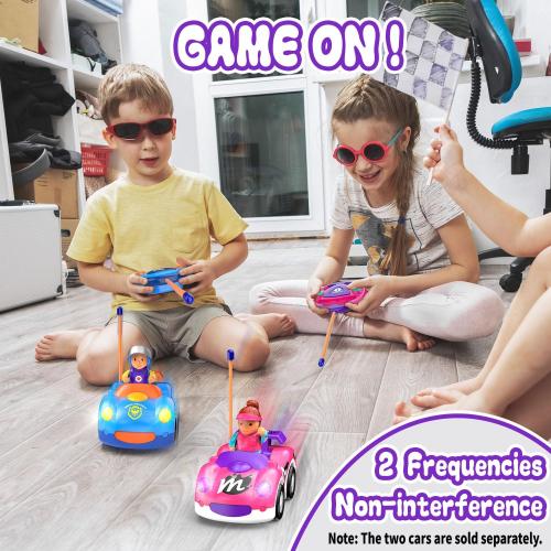 Remote Control Car for Toddlers 1-3, RC Race Toys for 3 Year Old Girl, Radio Controlled Car with Lights & Music Toys for Ages 2-4 Girls, Birthday Gift for Toddlers Baby Girls (Pink)