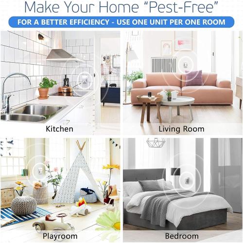 Ultrasonic Pest Repeller Plug in - Device Repels Cockroach Cricket Bug Flea Fruit Flies Deterrent, Ultrasound Insect Control Mice Roach Rat Scorpion Bat Squirrel Rodent Spider Wasp (1)