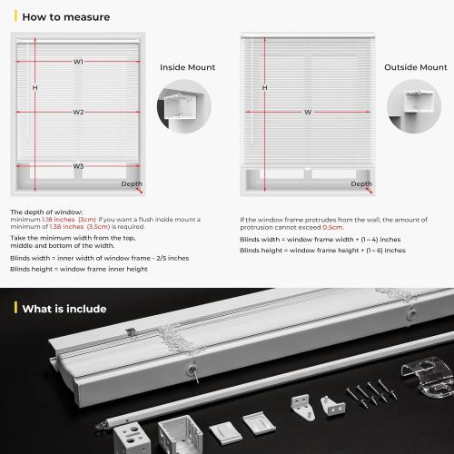 White Blinds for Indoor Windows 1 Vinyl L-Shaped Slats Cordless Mini Blinds for Home, 20 W × 36 H - White