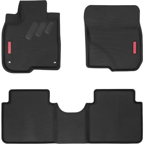 BaseLayer Elite Floor Mats for Honda CR-V (2017-2022) – Made in USA – Precision Fit Heavy Duty All-Weather Mats for Honda CRV – LX, EX, Hybrid, Touring, Special Edition – Front & Rear (Red Logo)