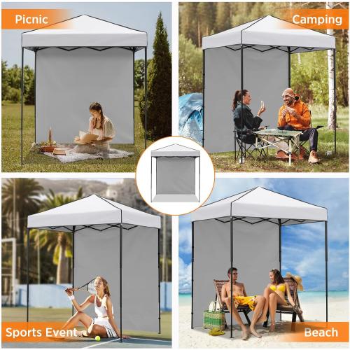 COOS BAY 6x4 Pop Up Canopy Tent with Removable Side Wall, Easy Setup Lightweight Portable Sun Shelter for Beach, Camping & Small Spaces, White