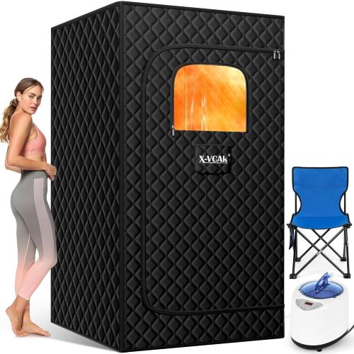 Portable Sauna for Home，Relaxation, Steam Sauna for Home with Steamer, Remote Control, Folding Chair, 9 Levels
