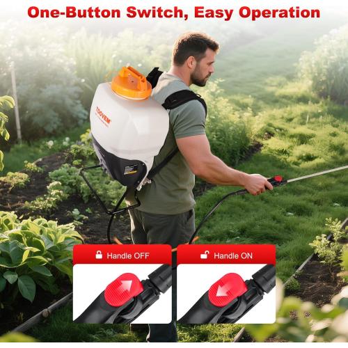 Toovem 4 Gallon Battery Powered Backpack Sprayer - Electric Garden Sprayer with 18V Strong Battery, Automatic Pressurization, 4 Nozzles, Comfortable Design for Lawn, Garden, Farms & Orchards Spraying