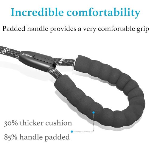 iYoShop Dual Dog Leash - 360° Swivel, No Tangle Walking Leash with Shock Absorbing Bungee for Two Dogs (Large, 25-150 lbs, Black)