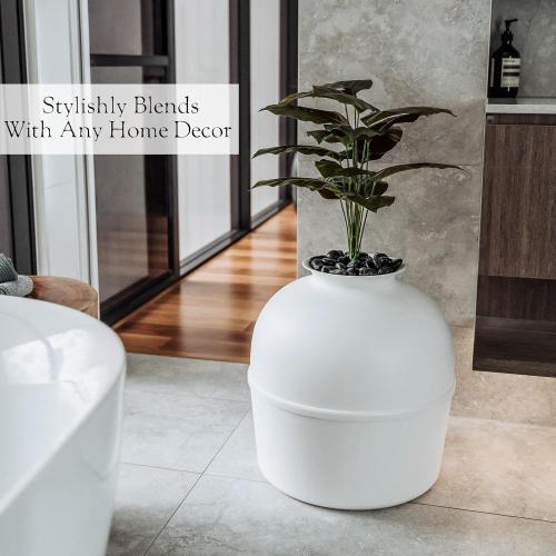 Secret Litter Box by Bundle & Bliss - Hidden Litter Box Enclosure, Patented Design with Odor Control,(NOT INCLUDED Faux Plant, Carbon Filter and Real Stones) Vivid White