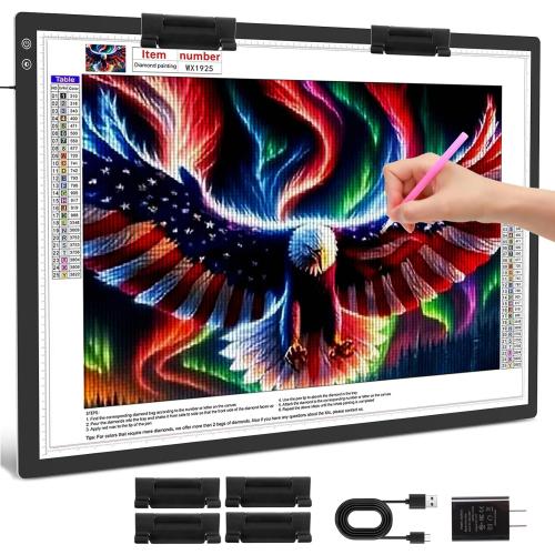 Rechargeable A1 Light Pad 35.4”x23.6”, Extra Large LED Light Board for Diamond Painting, 3-Color Modes Light Box, Diamond Art Light Table, Lightbox for Tracing and Drawing, Sketching, Artists