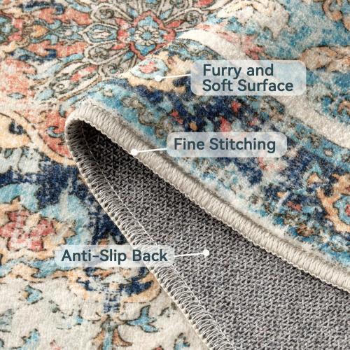 Runner Rug - ' Boho Washable Kitchen Rug, Non-Slip Soft Low Pile Rugs Indoor for Entrance Bedroom Bathroom Living Room,Vintage Throw Hallway Carpet Stain Resistance