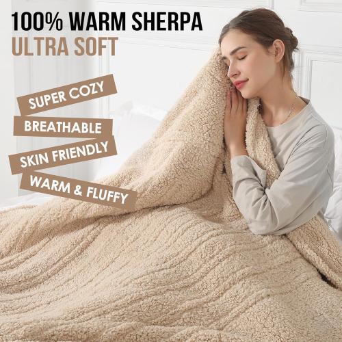 ESTINGO Full Size Heated Blanket, Heating Blanket Full Size with 6 Heating Levels & 1-10 Hours Adjustable Timer, Full Body Warming Sherpa Fast Heating for Bedding, 72X84, Milk Coffee