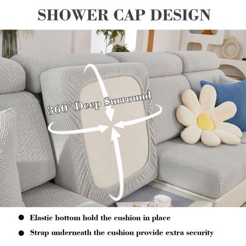 Sofa Covers Couch Covers for Sofa Pet Friendly Couch Cushion Covers Universal Sofa Covers Washable Stretch Slipcovers for Sectional Sofa (Texture Light Gray,Large Single Seat Cover)