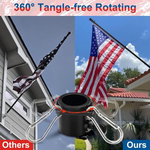 American Flag with Pole Kit - 5ft Heavy Duty Non-Tangle Flag Pole Holder for Outside House,3X5 Embroidered US Flag,Dual Bracket for Hanging Banners,Garden Flags,Grommets, for Front Porch,Outdoork