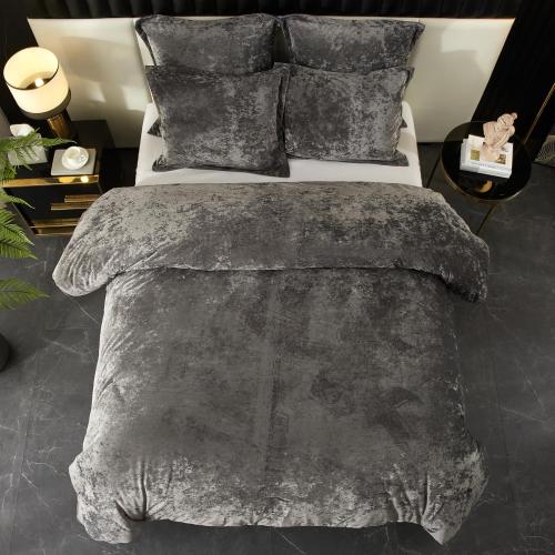 Ivellow Crushed Velvet Comforter Set King, Lightweight Comforter Set, 5pcs Ultra Soft Breathable Grey Comforter Set, Luxury Cozy Flannel Comforter King Size (1 Comforter,2 Pillow Shams, 2 Euro Shams)