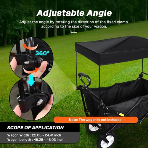 Wagon Canopy Cover, Garden Portable Outdoor Push Awning, Stroller Canopy for Garden Wagon, Shopping, Camping, Fits Folded and Collapsible Wagons,24.4 × 46.5 Inch