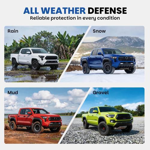 Upgraded Wide Mud Flaps Compatible with 2024-2026 Toyota Tacoma, Heavy-Duty Front & Rear Splash Guards, Custom-Fit Mudguards for Pickup Truck, Durable Fender Liners, No-Drill Installation Kit(4 PCS)