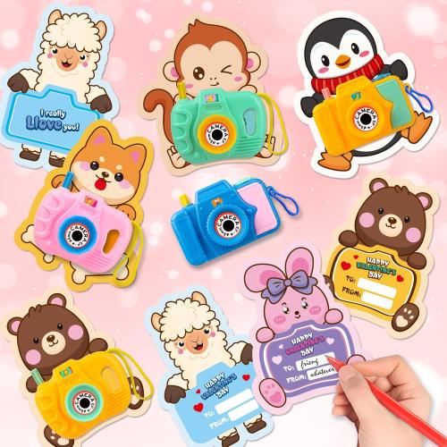 SpringFlower 24 Pack Valentines Day Cards for Kids School with Camera Viewers Toy Set, Valentines Day Gifts Cards for Kids Classroom Exchange, Valentines Party Favors Prizes for Boys Girls