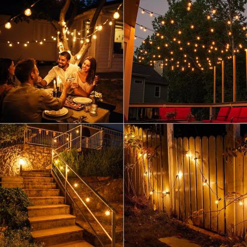Outdoor String Lights, 50FT 52 LED Bulbs Connectable Patio Lights (2 Spare) | G40 Outside Vintage Hanging Light for Backyard Bistro Balcony Porch Christmas Party Wedding, E12, 2200K, Black