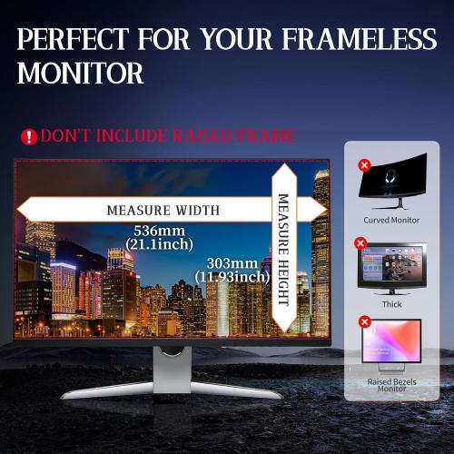 24 Magnetic Computer Privacy Screen 24 inch, Hanging Privacy Screen for Computer Monitor for 16:9 Frameless Monitor, Eye Protection Anti Glare Anti Blue Light Filter
