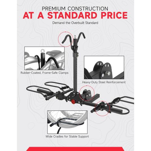 Young Bike Rack Hitch for Car - 200LB 2-Bike Rack Hitch Mount Platform Style Hitch Bike Rack，Smart Tilting & Easy Fold for Car SUV with 2 Inch Receiver，Bike Carrier Fits Up to 5-inch Fat Tire