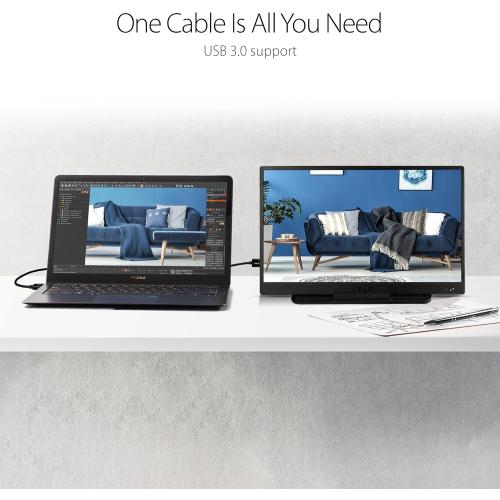 ASUS ZenScreen MB165B Portable USB Monitor- 15.6 inch, HD(1366x768), Narrow Bezel, USB-powered, Anti-glare surface