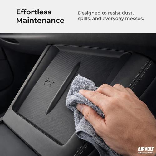 Charging Pad Cover for Tesla Model Y Juniper (2025/2026) & Model 3 Highland (2024/25/26) - Ultra Thin Silicone Mat Protector, Unobstructed Wireless Charging - Black