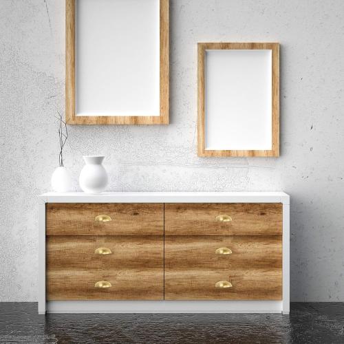 Goldenwarm 10 Pack Light Brass Bin Cup Pulls Light Brushed Gold Cabinet Pulls - LS0313BB76 Gold Cup Drawer Pulls Dresser Pulls Kitchen Furniture Hardware Closet Door Pulls, 3in Hole Centers