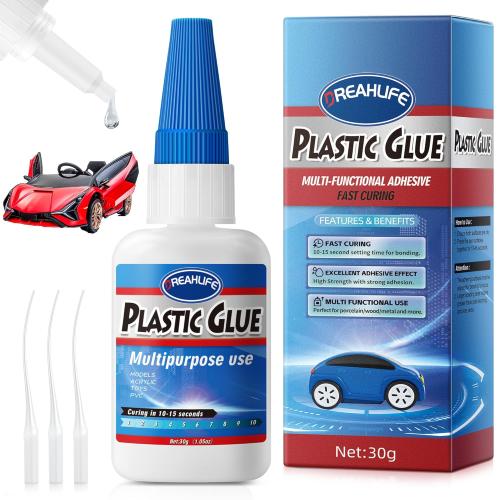 Super Glue for Plastic 30g, Strong Plastic Glue Heavy Duty | Waterproof Adhesive Reapir for Acrylic, PLA, Toys, Car, Acrylic, ABS, PVC, Tube, DIY Kits, Vinyl, Nylon